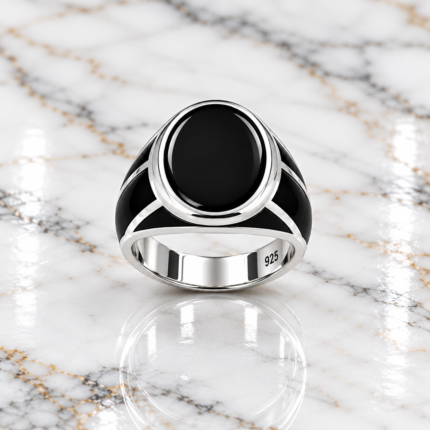 Kaalmani: Black Stone Turkish-Inspired Men's Ring
