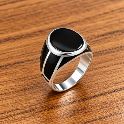 Kaalmani: Black Stone Turkish-Inspired Men's Ring