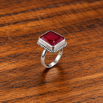 Elegant Silver 925 Cut Stone Ring