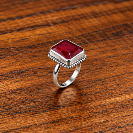 Elegant Silver 925 Cut Stone Ring
