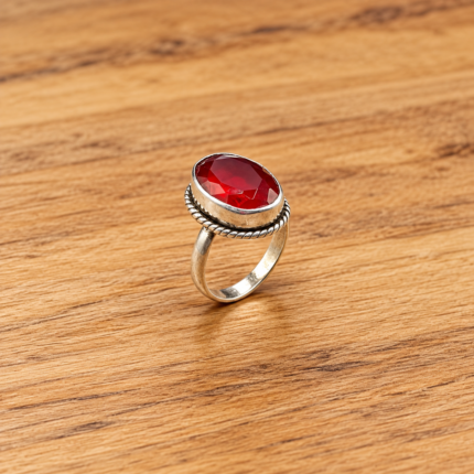 925 Sterling Silver Cut Stone Ring – A Dazzling Statement of Elegance