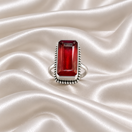 Handcrafted 925 Sterling Silver Ring with Radiant Cut Stone