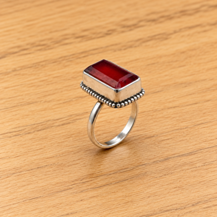 Handcrafted 925 Sterling Silver Ring with Radiant Cut Stone