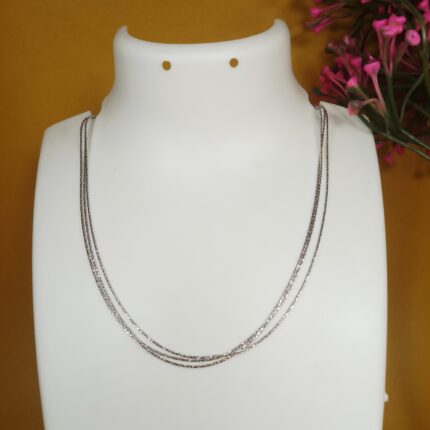 Elegant Triple-Layer 925 Sterling Silver Chain Necklace