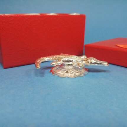 Silver Crocodile for Pooja – Symbol of Strength & Protection