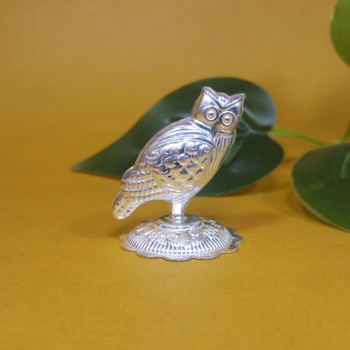 Pure Silver Owl for Pooja – Symbol of Wisdom & Prosperity