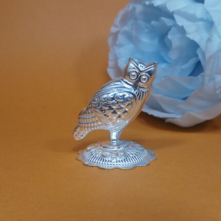 Pure Silver Owl for Pooja – Symbol of Wisdom & Prosperity