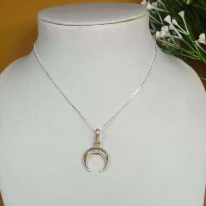 Handmade Silver Half Moon Pendant – Celestial Charm