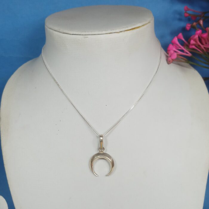 Handmade Silver Half Moon Pendant – Celestial Charm