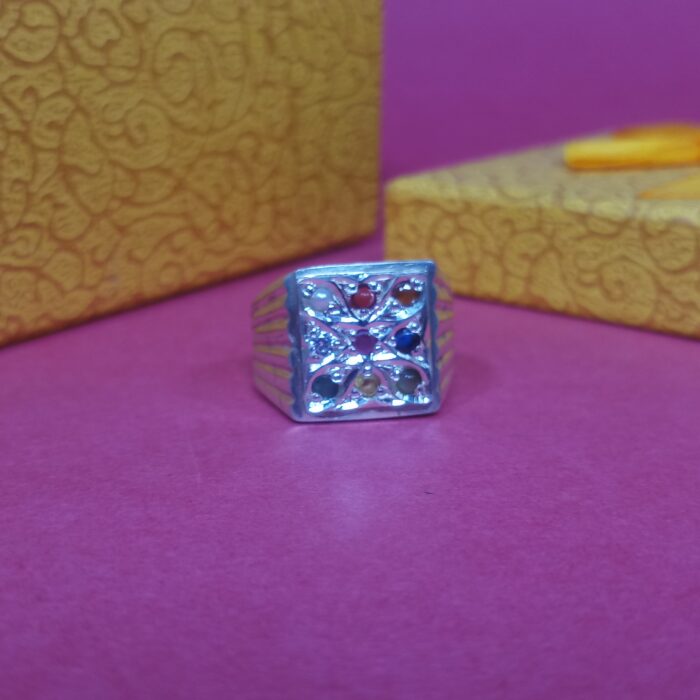 Silver 925 Handmade Navratna Ring – Auspicious & Elegant