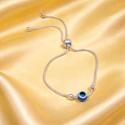 Minimalist Silver Evil Eye Bracelet – Timeless Protection
