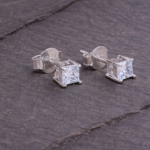 Classic Men's Square Solitaire Stud Earrings – Premium Finish