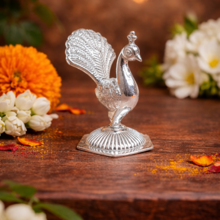 Elegant Silver Peacock for Pooja & Home Décor