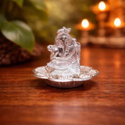 God Ganesha Silver Agarbatti Stand for Pooja & Rituals