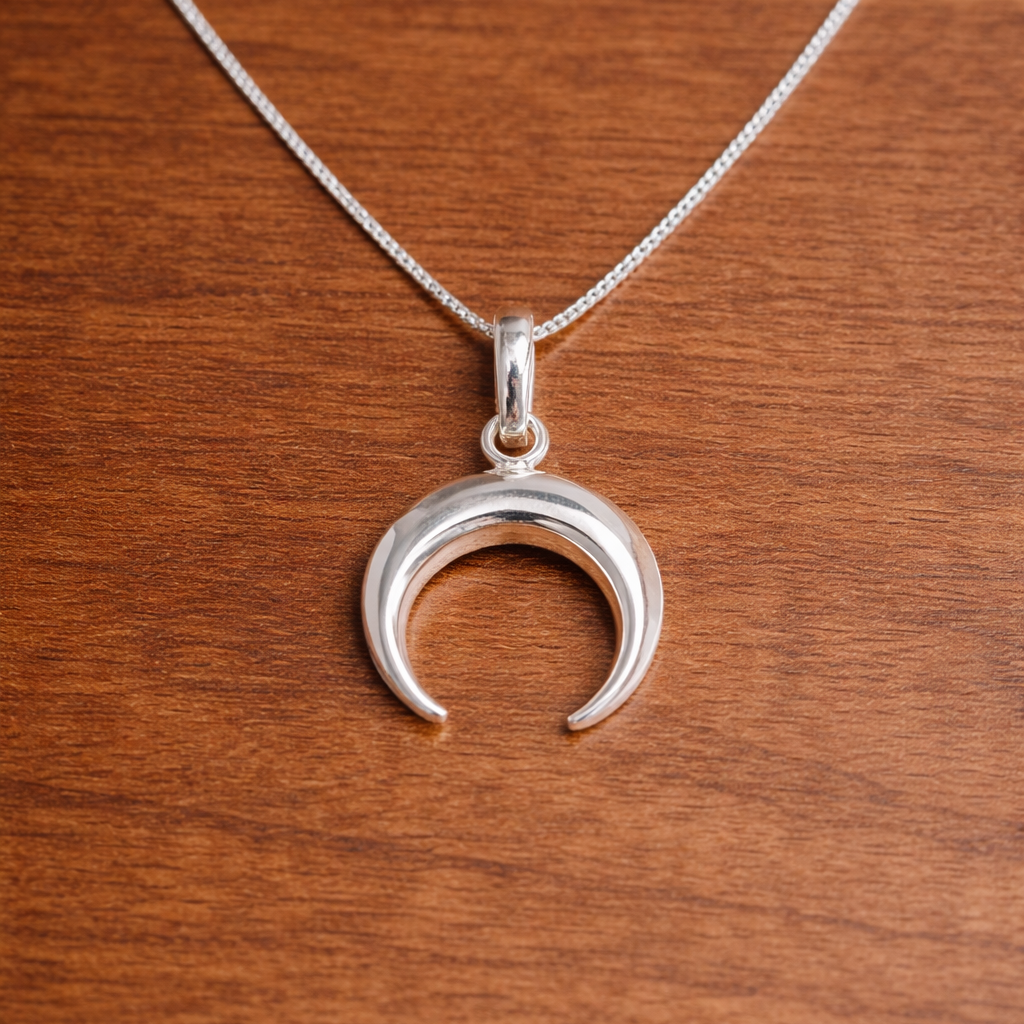 ChatGPT Image Feb 4, 2026, 09_58_10 PM Handmade Silver Half Moon Pendant – Celestial Charm