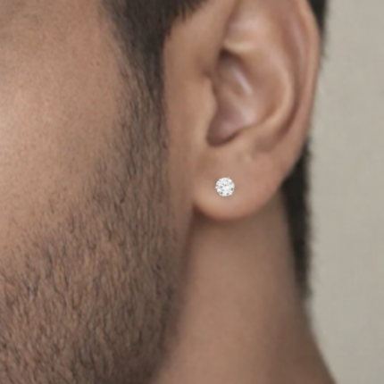 Timeless Gents Round Solitaire Studs – Elegant & Modern(Small)