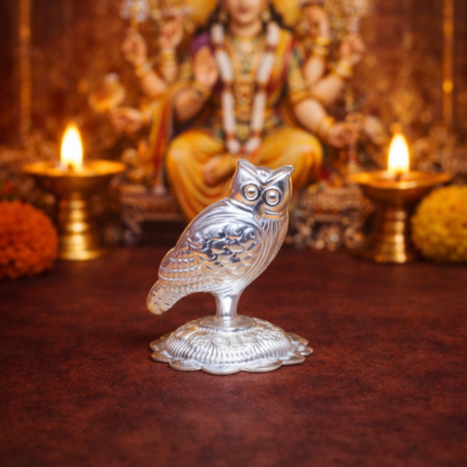 Pure Silver Owl for Pooja – Symbol of Wisdom & Prosperity