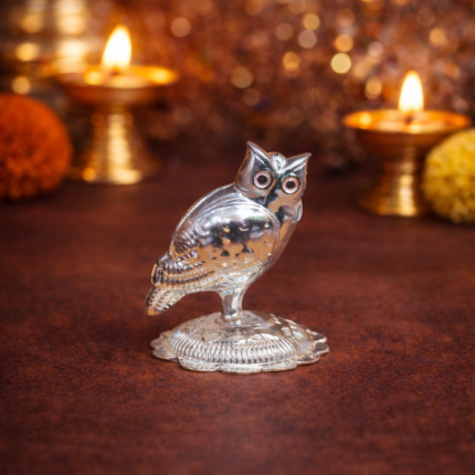Pure Silver Owl Idol for Pooja & Prosperity