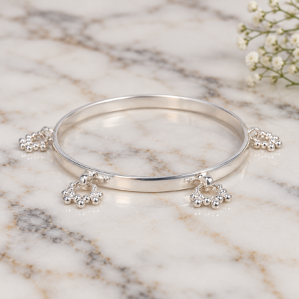 Stylish Silver 925 Kada with Ghungroo for Girls – A Precious Gift( ON ORDER)