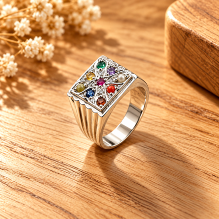 Silver 925 Handmade Navratna Ring – Auspicious & Elegant