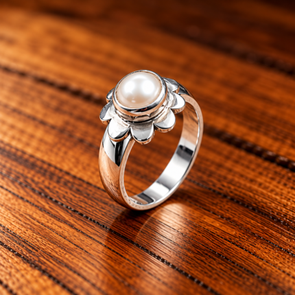 Handmade Silver Pearl Ring – Elegant & Timeless(on order)