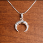 Handmade Silver Half Moon Pendant – Celestial Beauty