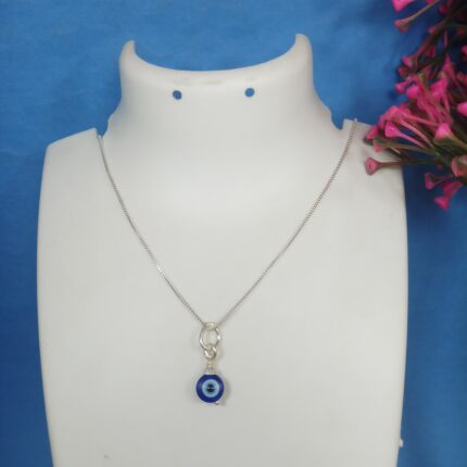 Minimalist Silver Evil Eye Pendant – Symbol of Protection