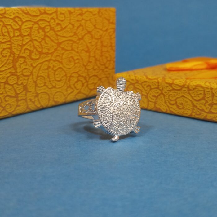 Elegant Pure Silver Tortoise Ring – Symbol of Longevity & Strength