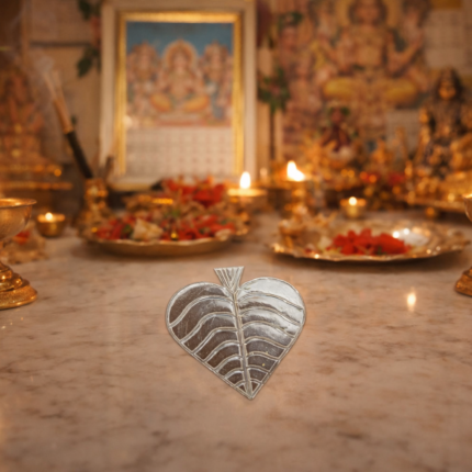 Handcrafted Pure Silver Pipal Patta for Temple and Home Worship