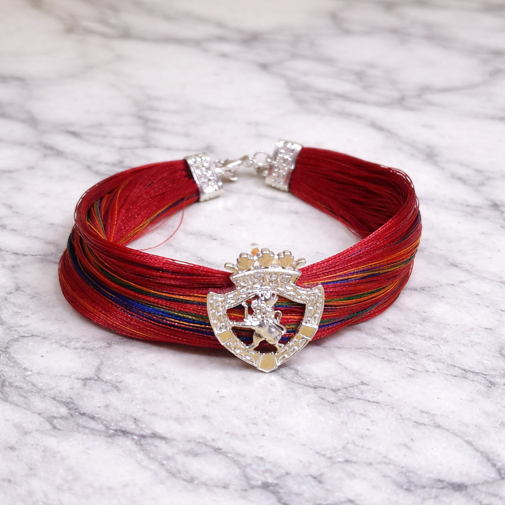 Elegant red silk thread bracelet Rajput Silver Moli Bracelet – Symbol of Royal Valor & Tradition