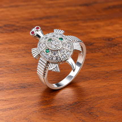 Pure Silver Tortoise Ring – Symbol of Strength & Good Fortune
