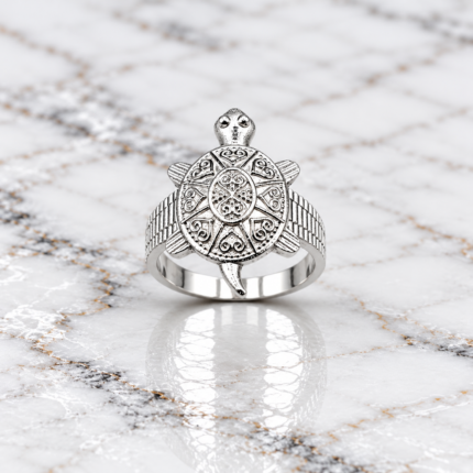 Pure Silver Tortoise Ring – Symbol of Longevity & Good Luck