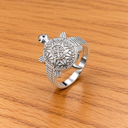 Pure Silver Tortoise Ring – Symbol of Longevity & Good Luck