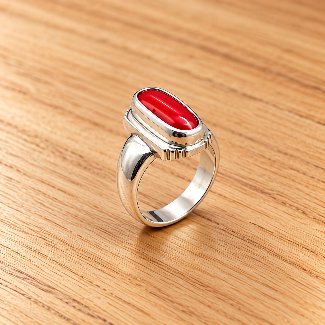 Polished Silver Ring on Warm Wood (1) 925 Sterling Silver Men's Ring – Classic Style with Modern Sophistication