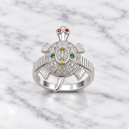 Pure Silver Tortoise Ring – Symbol of Strength & Good Fortune