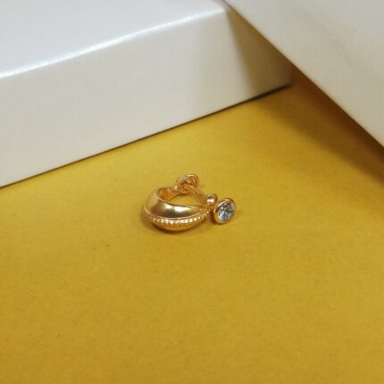 Bold Brilliance: Pure Silver Men's Golden Earring(single peice)