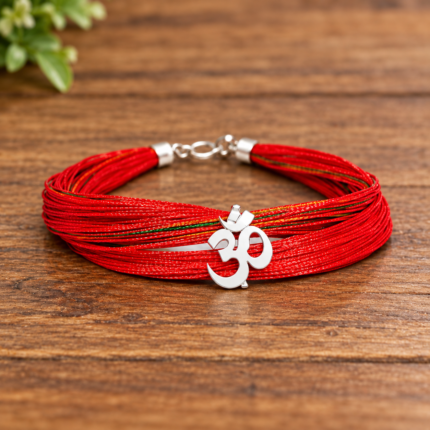 925 Sterling Silver Men's Dhaga Moli Om Logo Bracelet