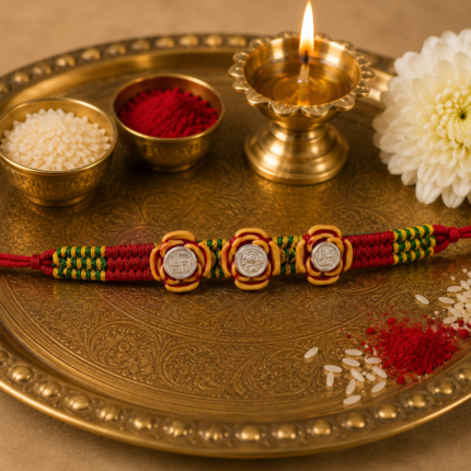Pure Silver Ganesh And Saankhiya Rakhi – A Bond of Love in Style