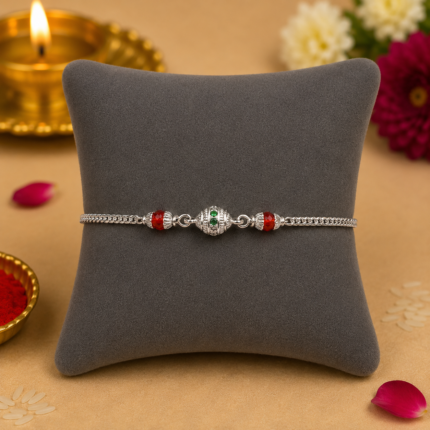 Pure Silver Shankh Designer Rakhi