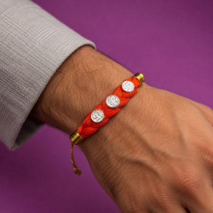 Pure Silver Rakhi With Ganesh & Saakhiya