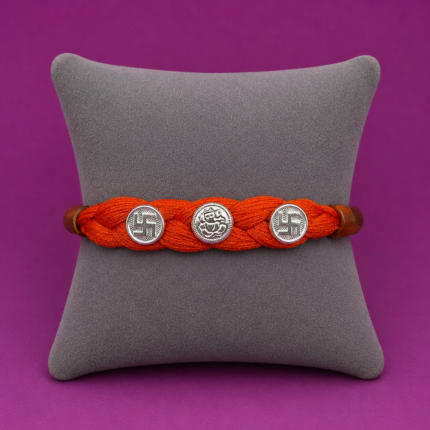 Pure Silver Rakhi With Ganesh & Saakhiya