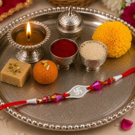 Pure Silver Saakhiya Rakhi – A Thread of Purity and Protection