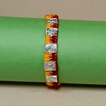 Silver Five Ganesha Rakhi – Symbol of Pure Bond