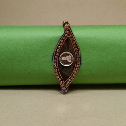 Krishna with Morpankh Silver Rakhi – A Bond That Shines Forever
