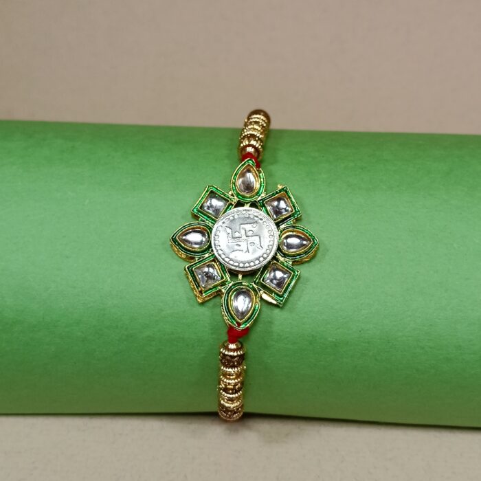 Sankhiya with Kundan Silver Rakhi – Tie the Bond of Purity & Love