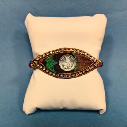 Krishna with Morpankh Silver Rakhi – A Bond That Shines Forever