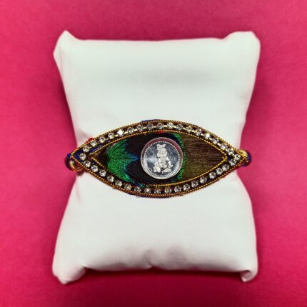Krishna with Morpankh Silver Rakhi – A Bond That Shines Forever