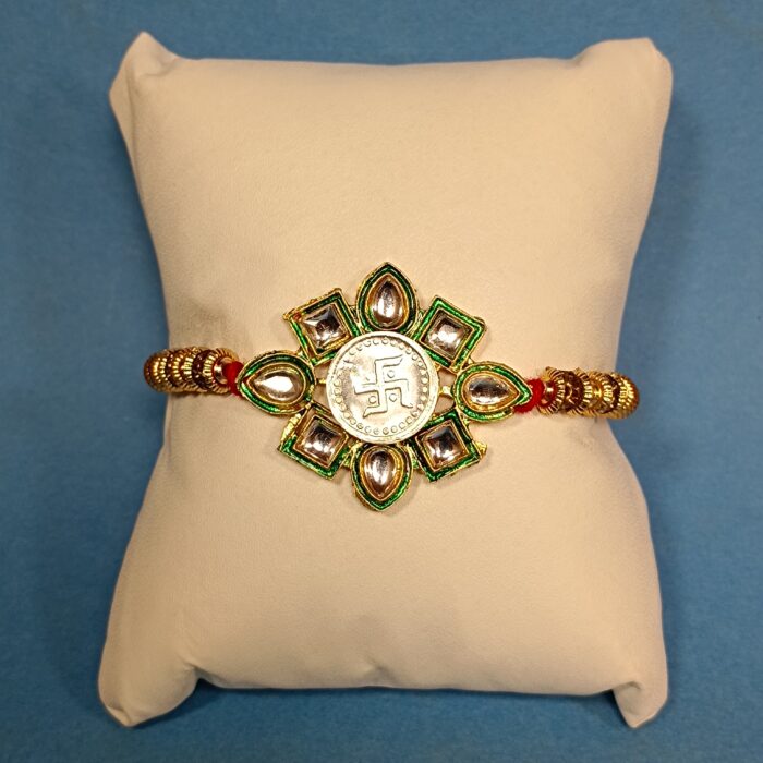 Sankhiya with Kundan Silver Rakhi – Tie the Bond of Purity & Love