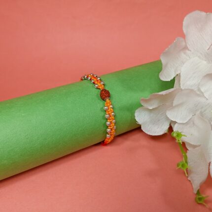 Rudraksh with silver Balls Rakhi – A Thread That Lasts Forever