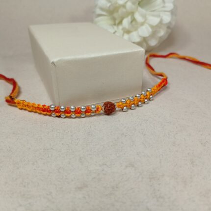 Rudraksh with silver Balls Rakhi – A Thread That Lasts Forever